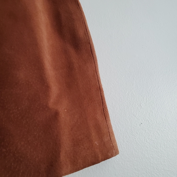 Vintage Via Maxx Genuine Suede Leather Skirt Brown - Picture 5 of 7
